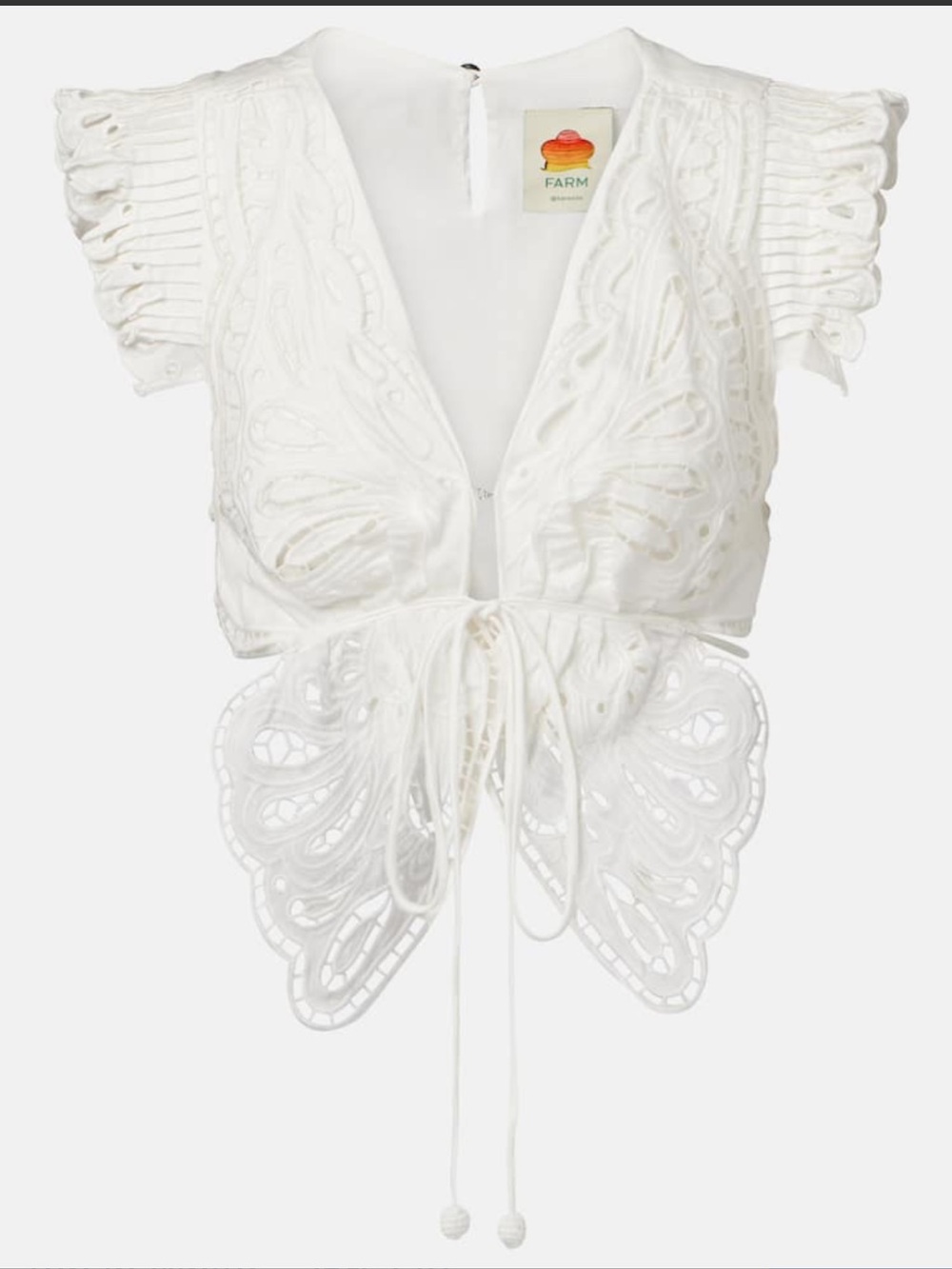 NWT FARM Rio Off-White Butterfly Richelieu Broderie Anglaise Cotton Blouse - M - Picture 8 of 15